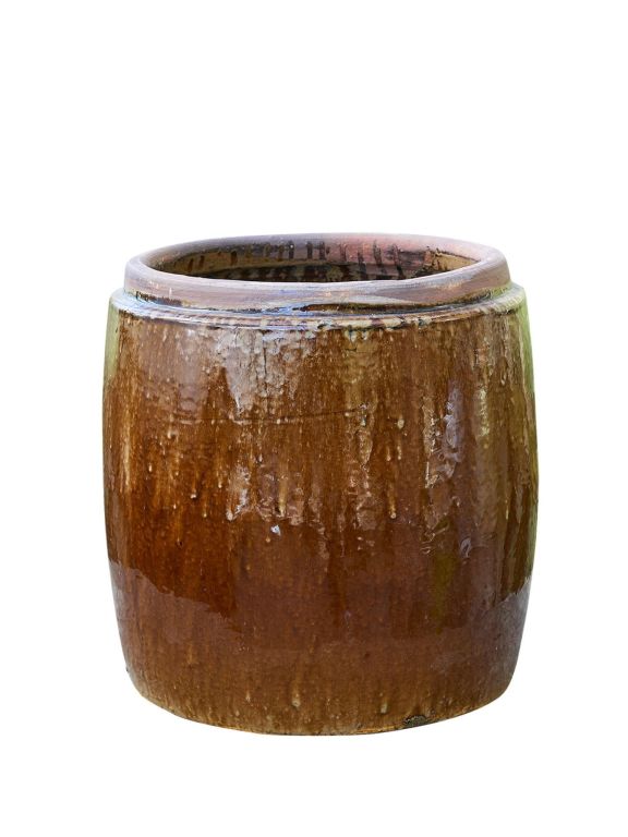 brown ceramic plant pots Small Brown Glazed Pot