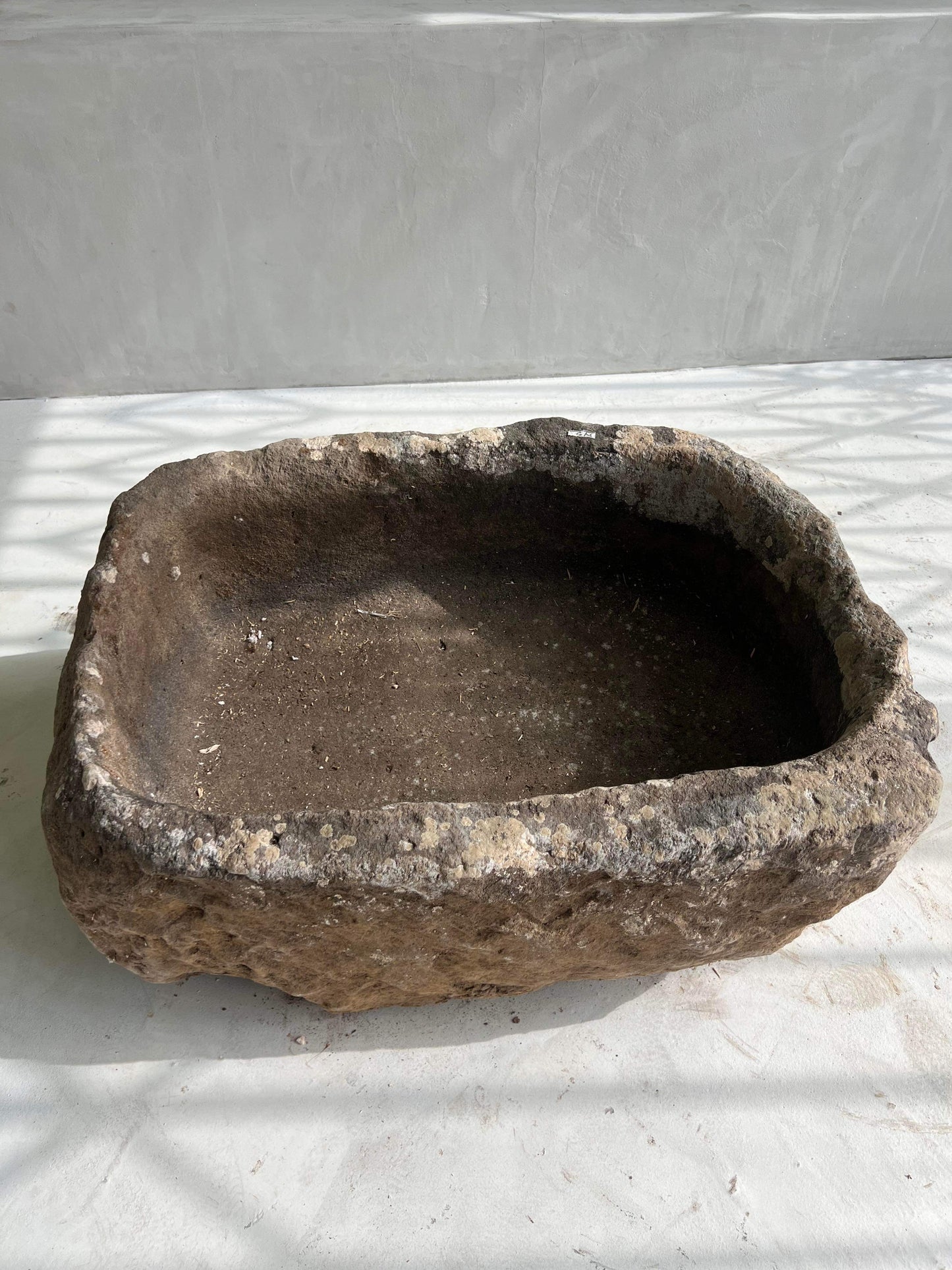 Rectangular Limestone Pot with Rounded Corners