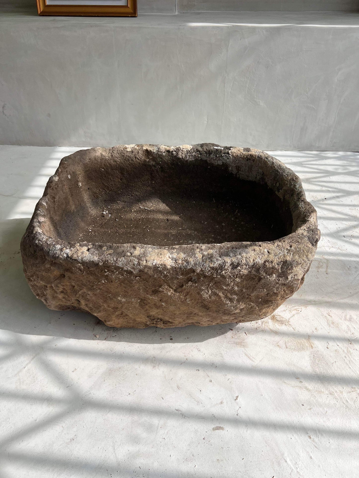 Rectangular Limestone Pot with Rounded Corners