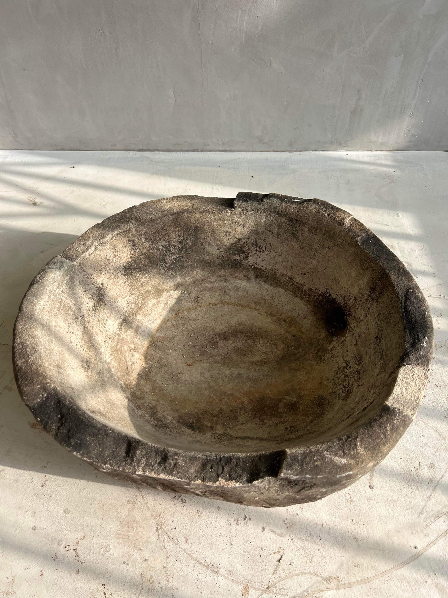 unique antique stone bowl planter limestone interior design by birk los angeles olive tree