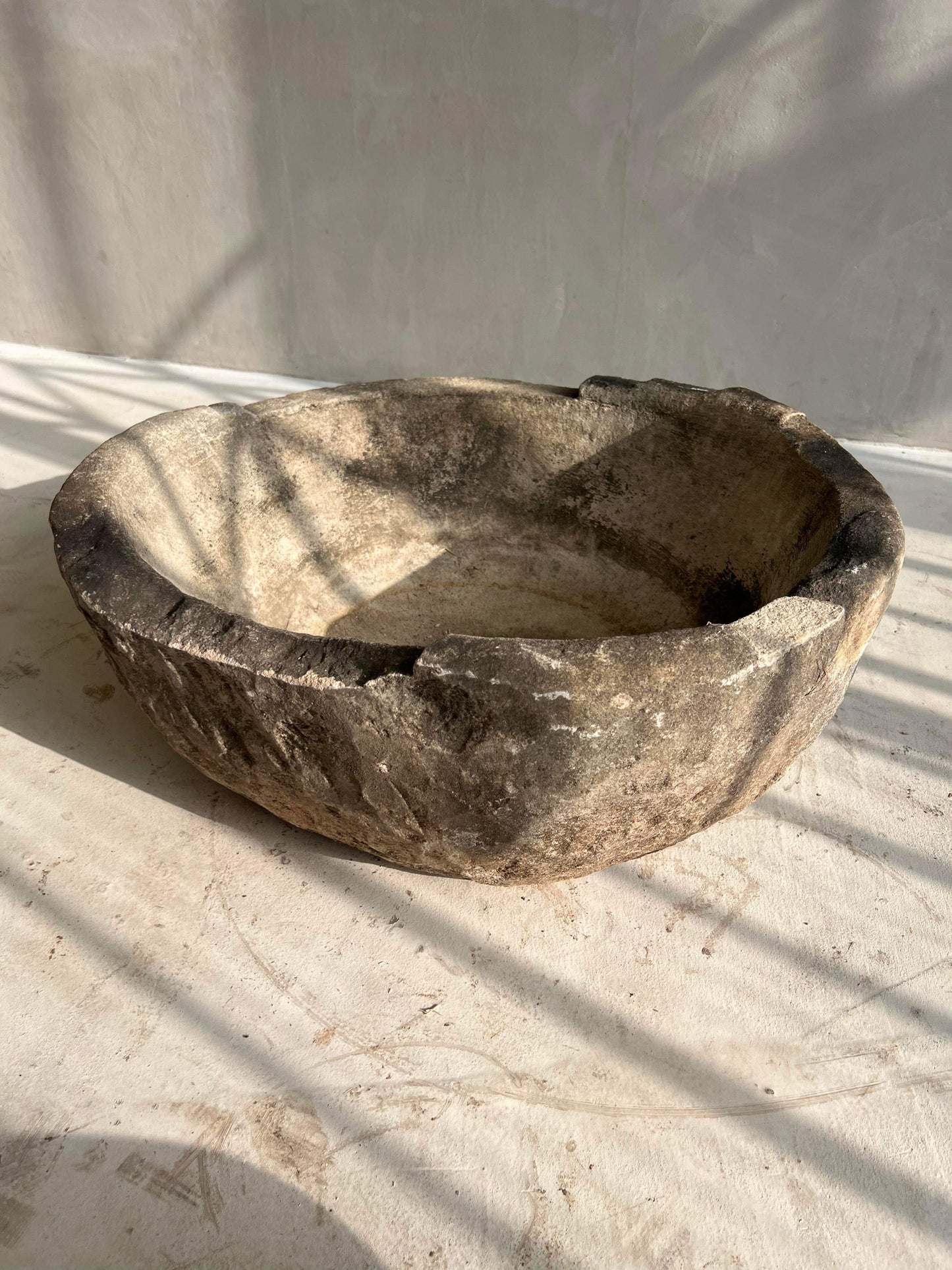 unique antique stone bowl planter limestone interior design by birk los angeles olive tree