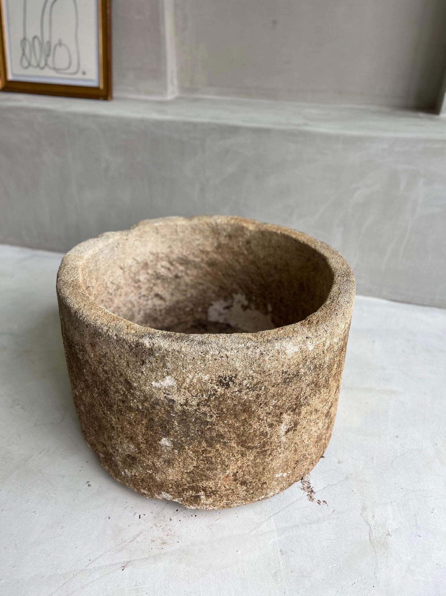 Limestone Planter with Drain Hole Repair