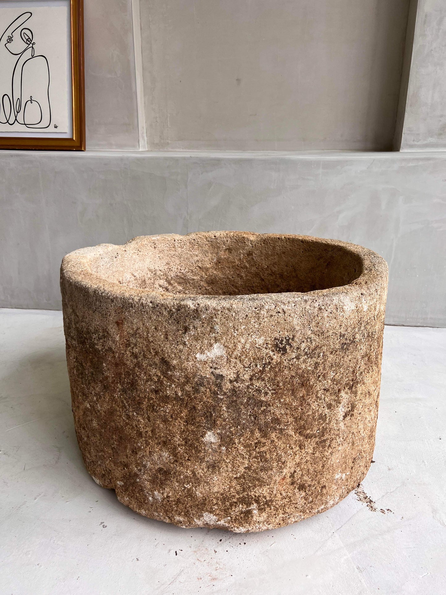 Limestone Planter with Drain Hole Repair