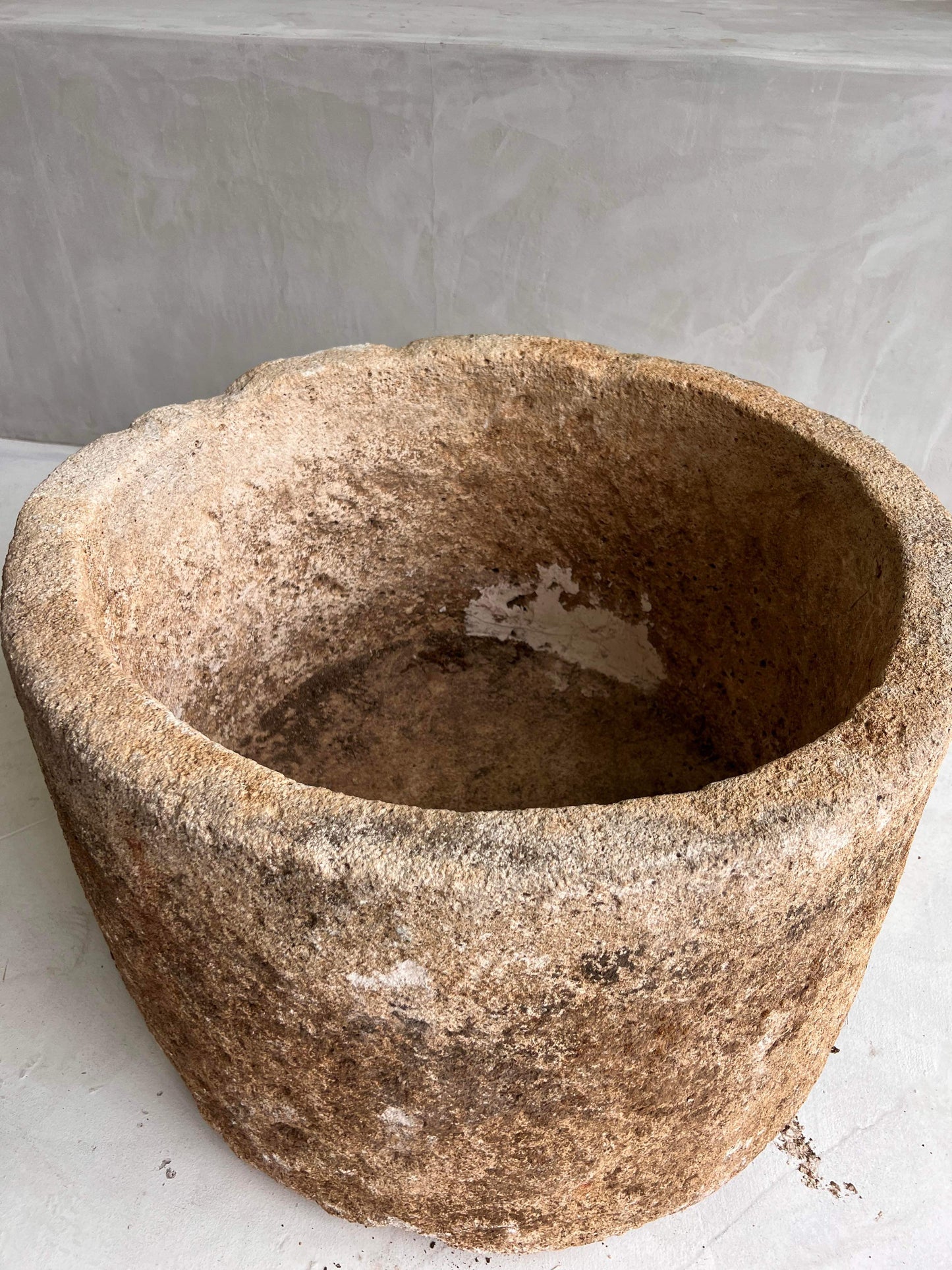 Limestone Planter with Drain Hole Repair
