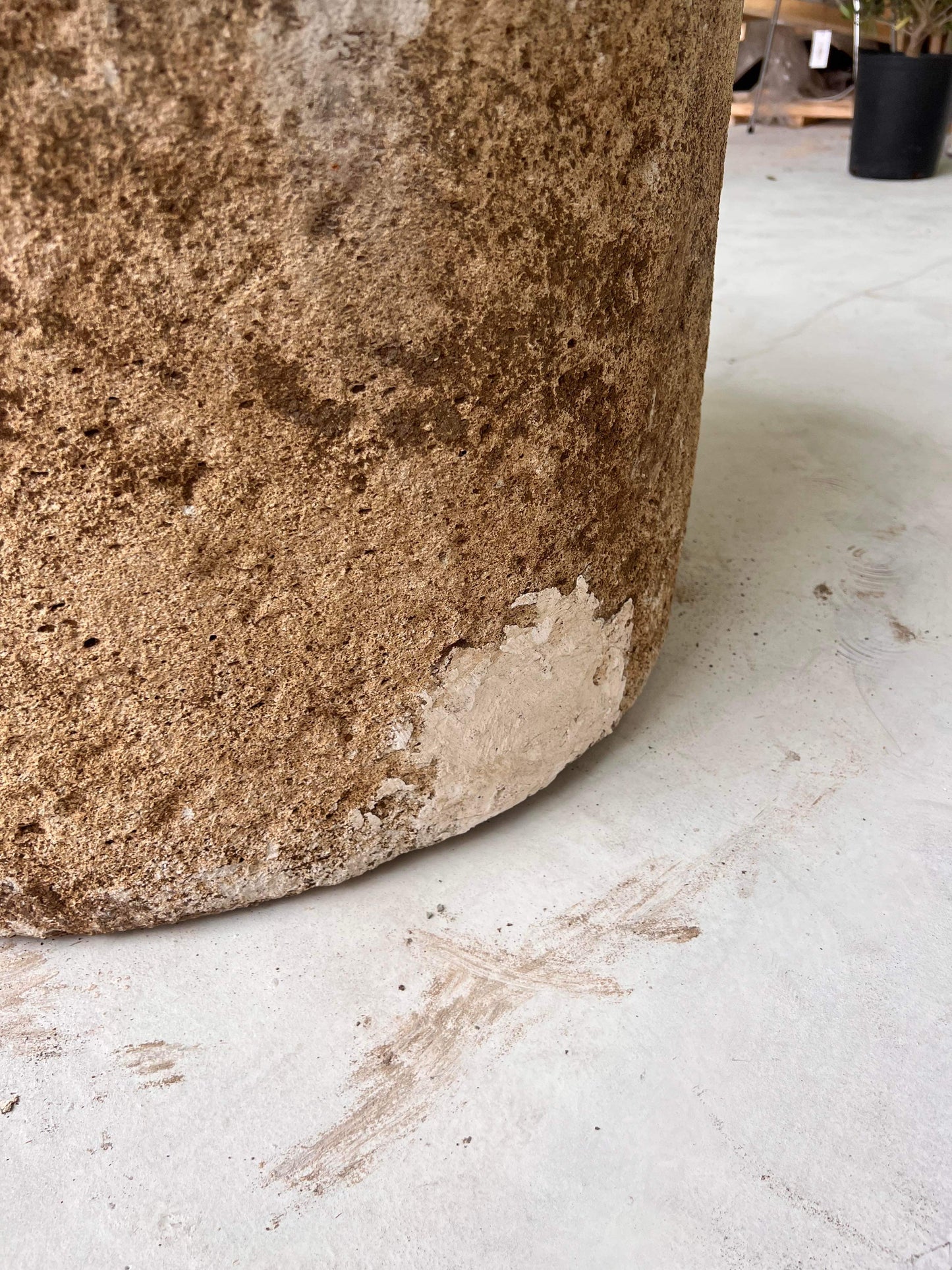 Limestone Planter with Drain Hole Repair