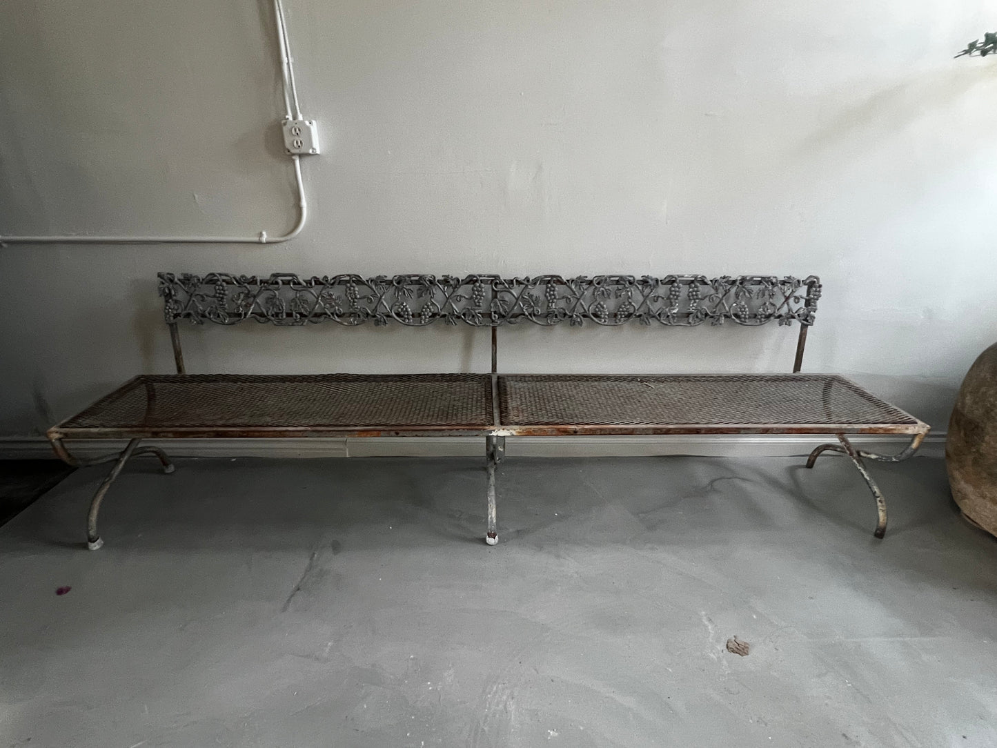 French Chateau style iron Bench with Grapewine decorations