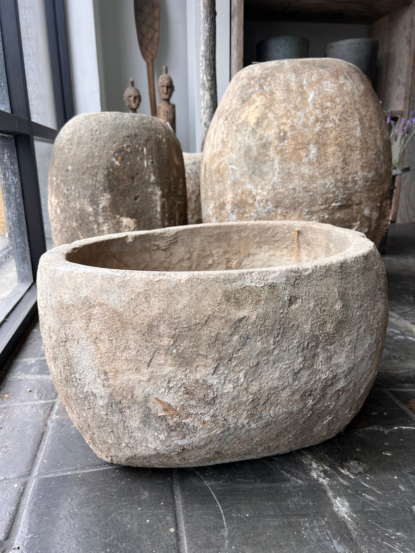 Small Lime Stone Pot
