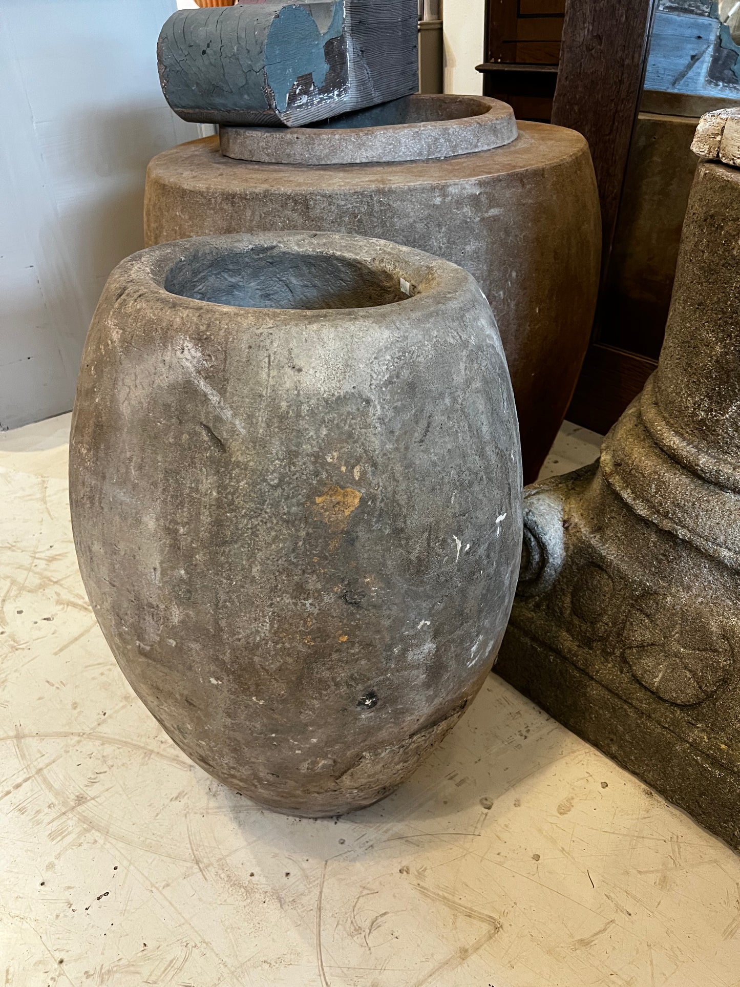 Limestone Pot, Vase shape, medium