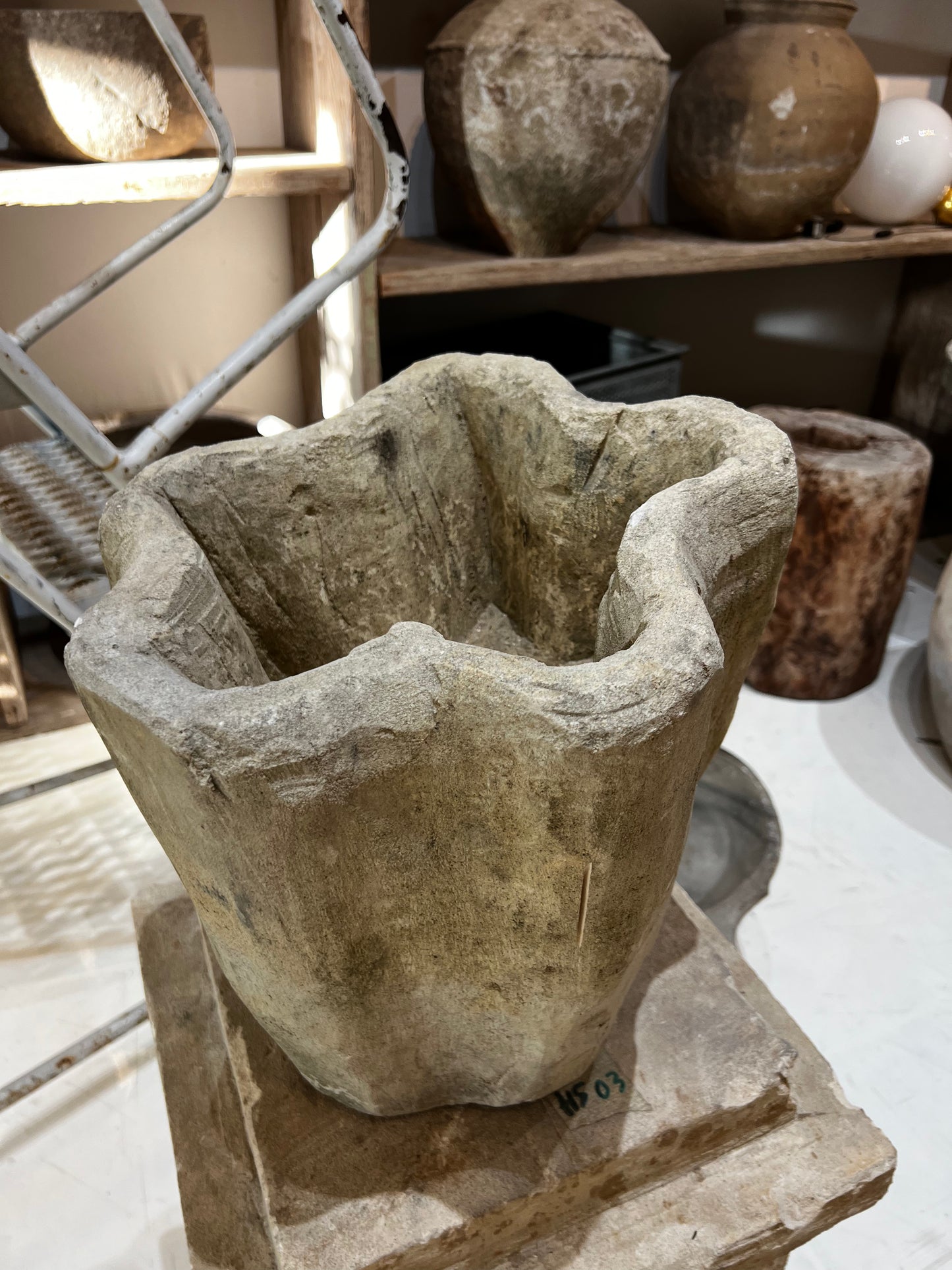 Limestone Pot, Vase shape