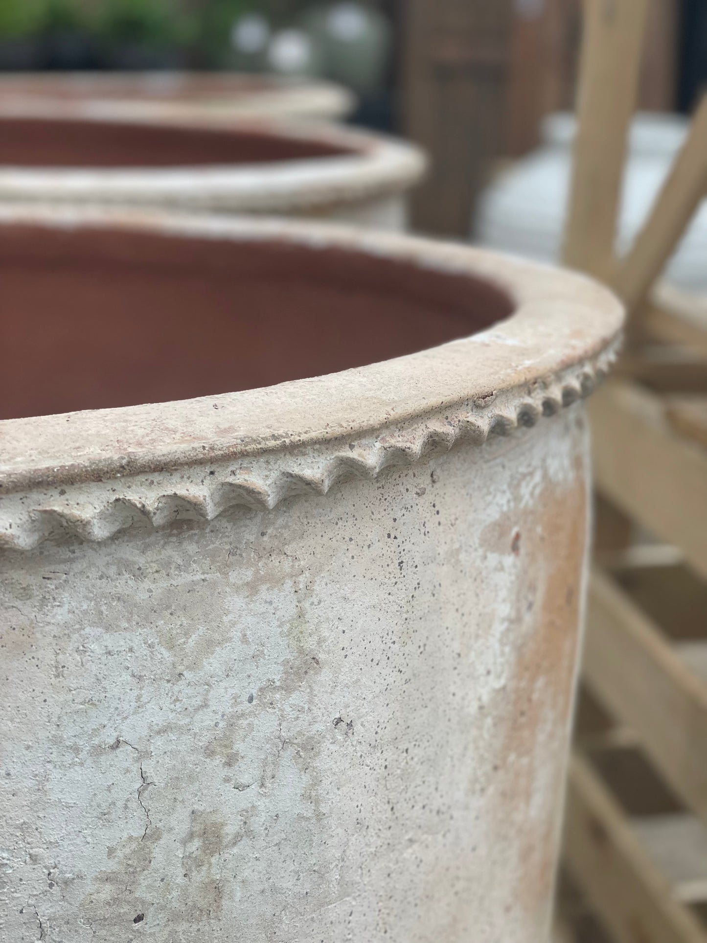 White Terracotta Pot with Antique Patina, Large