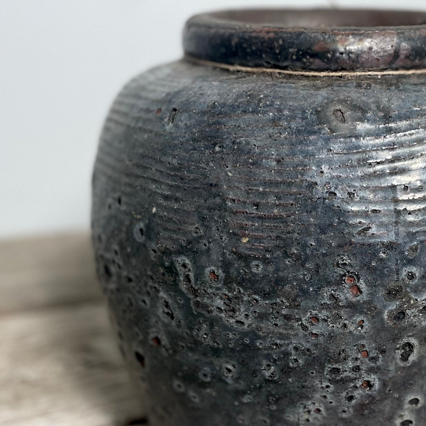 Dusty Blue Grey Guci Salt Pot, Medium