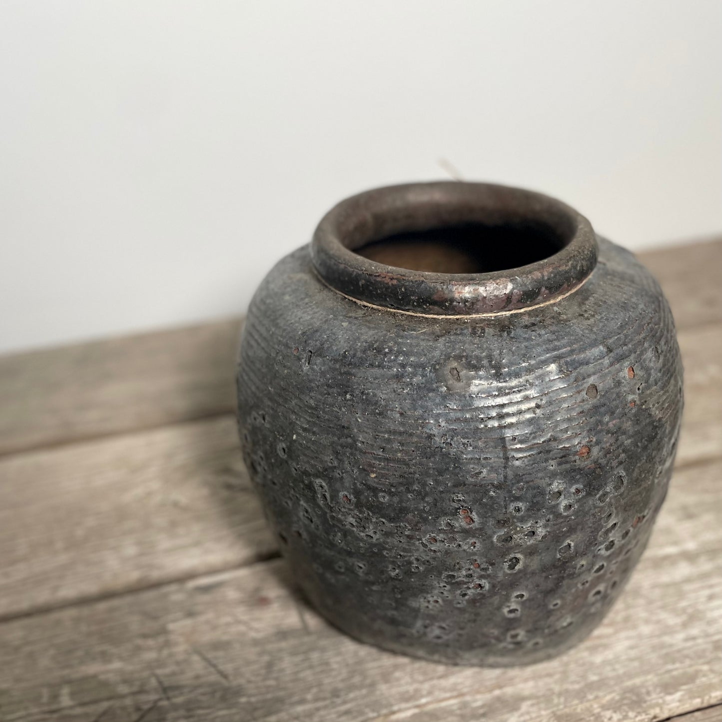 Dusty Blue Grey Guci Salt Pot, Medium