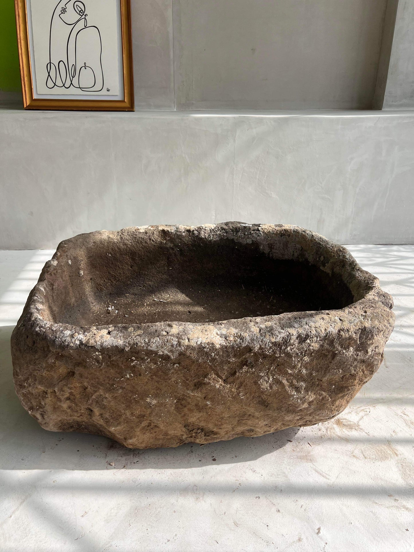 Rectangular Limestone Pot with Rounded Corners