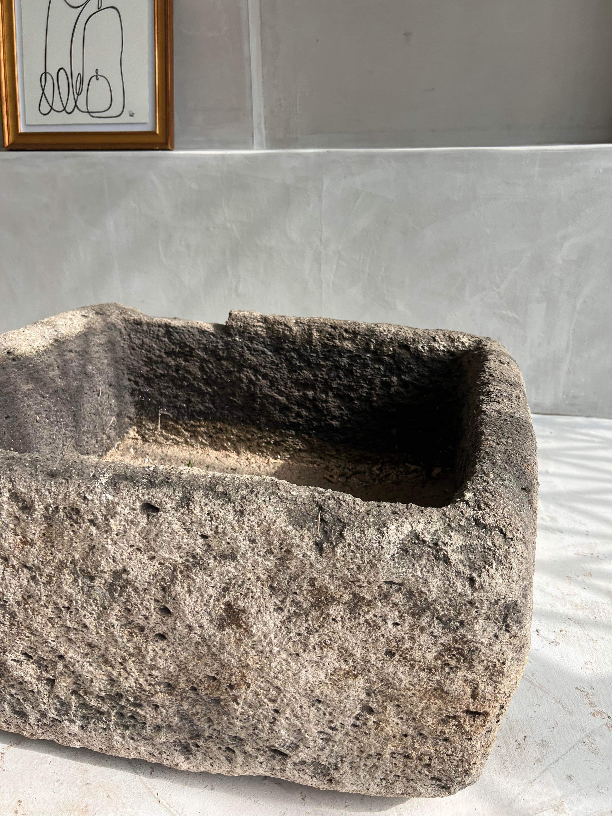 Unique antique limestone pot interior design los angeles by birk