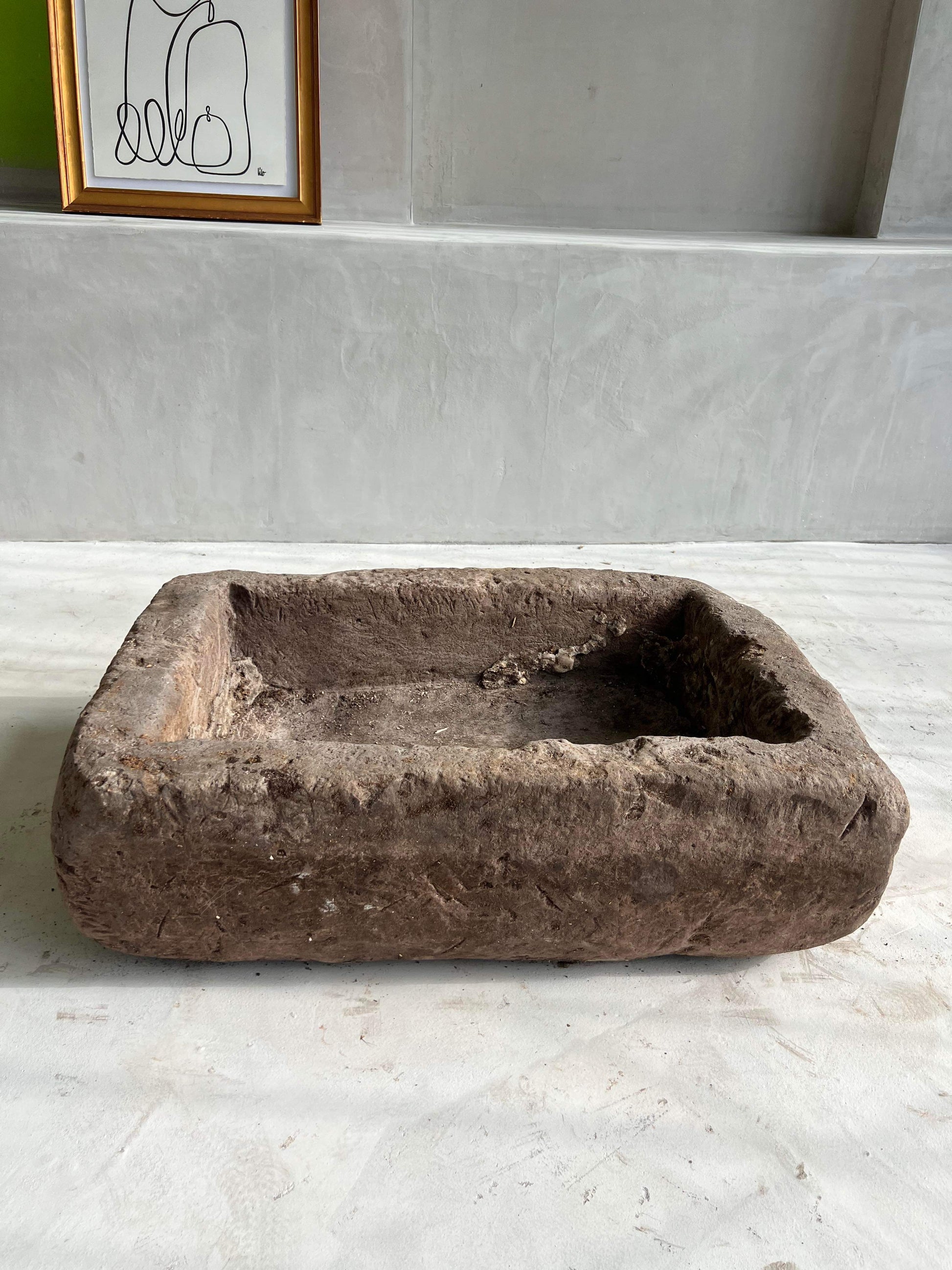 Unique antique limestone pot planter interior design by birk