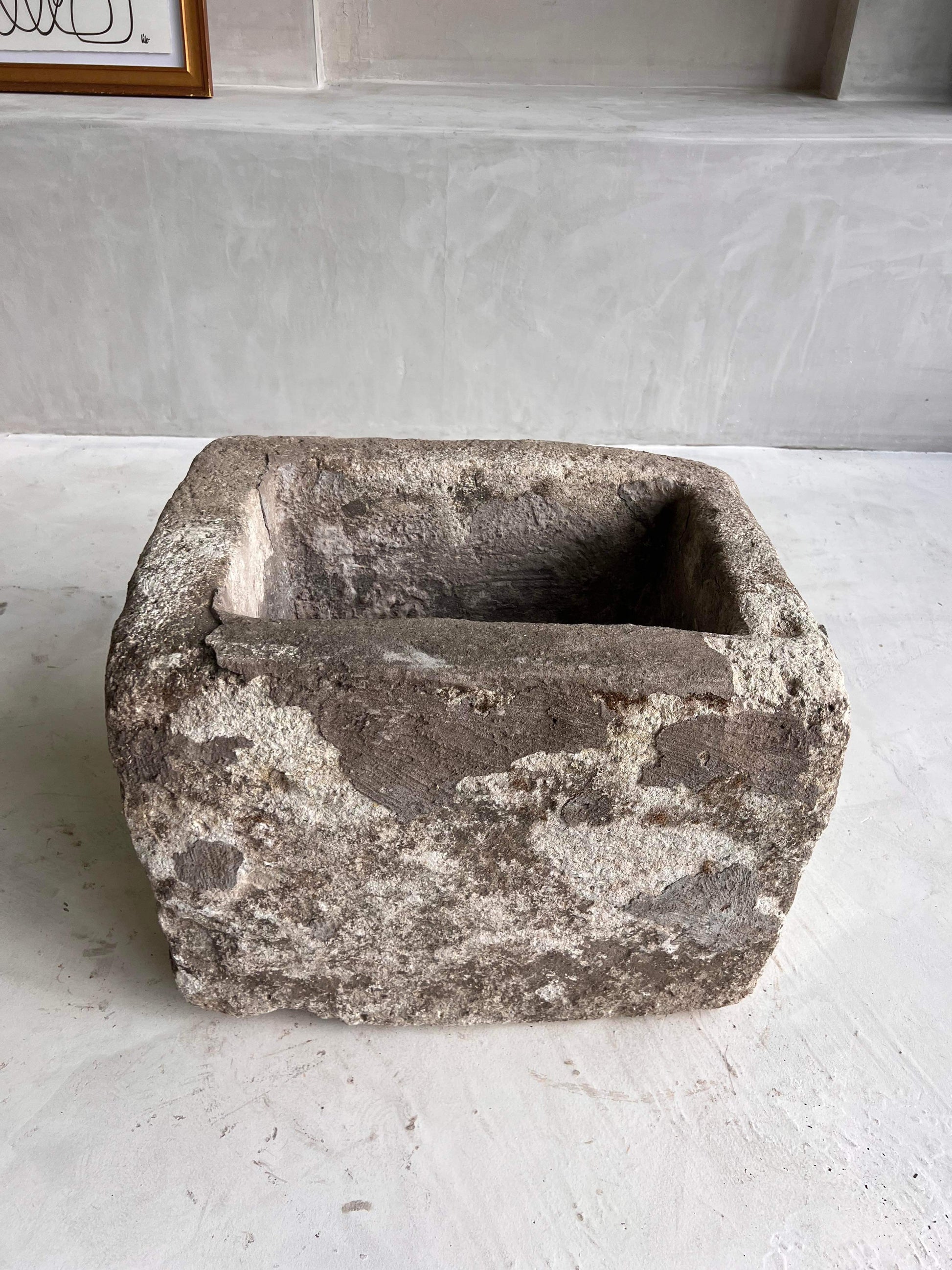 unique antique stone bowl planter limestone interior design by birk los angeles olive tree