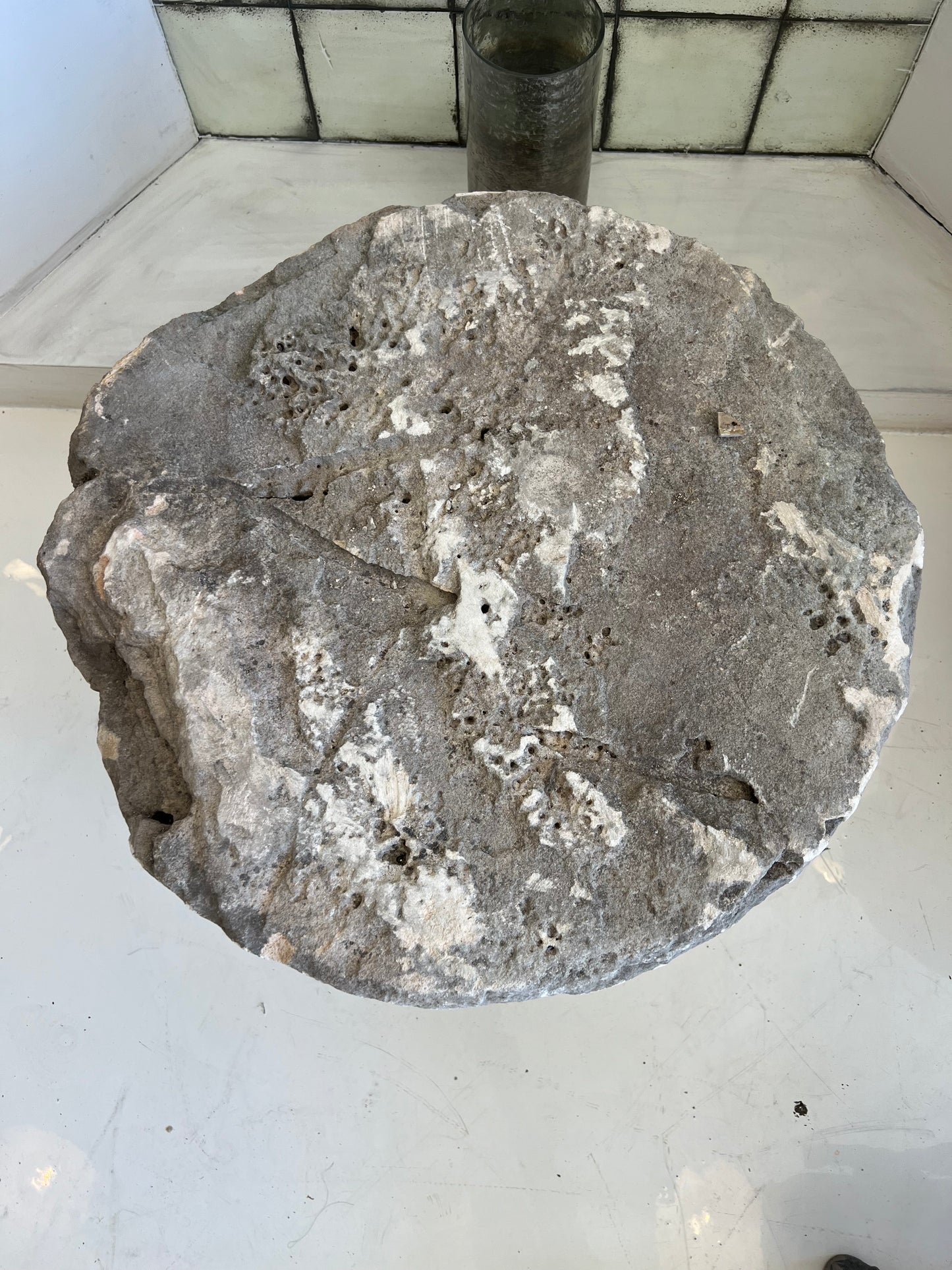 Limestone side table