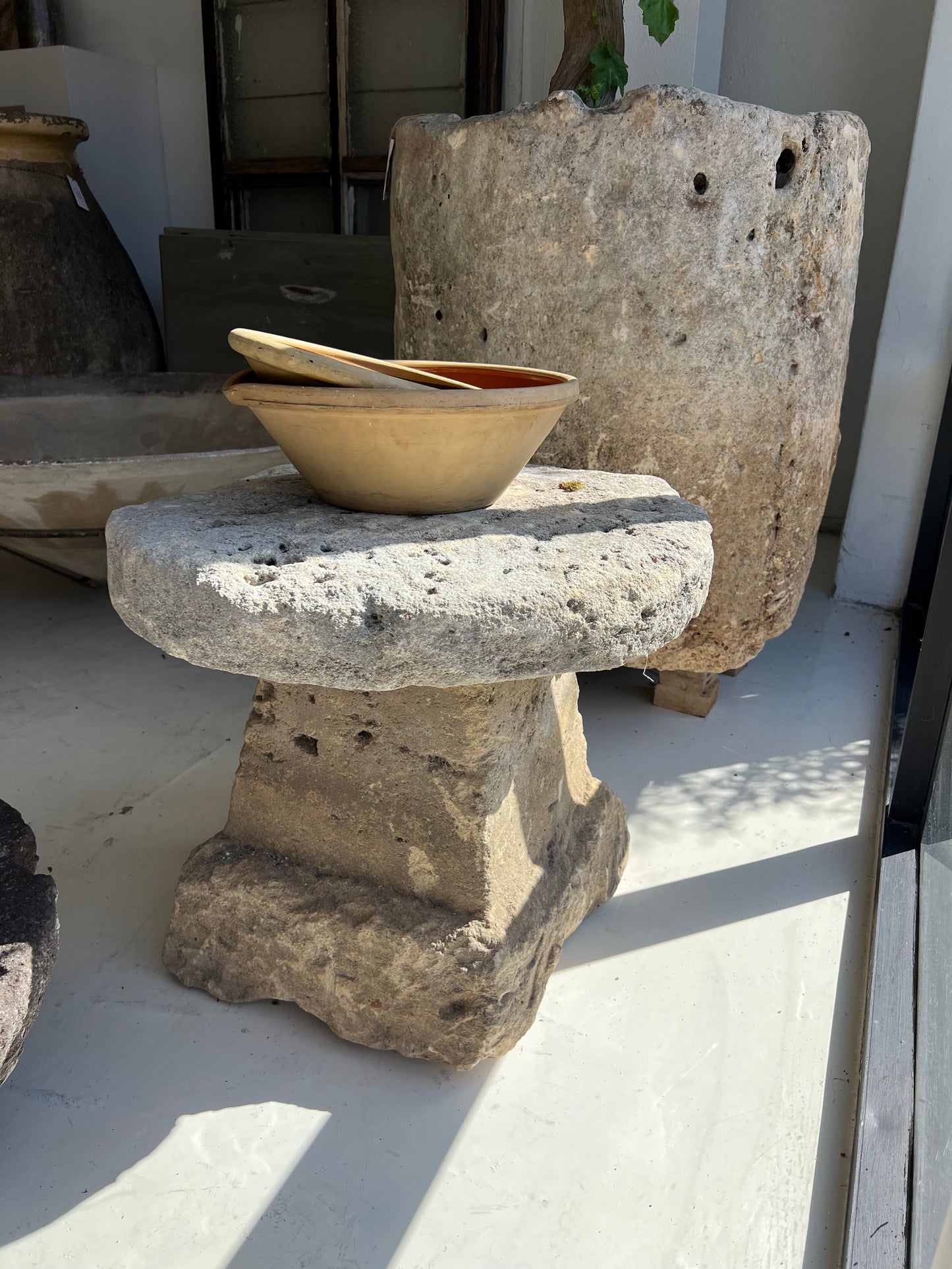 Limestone side table