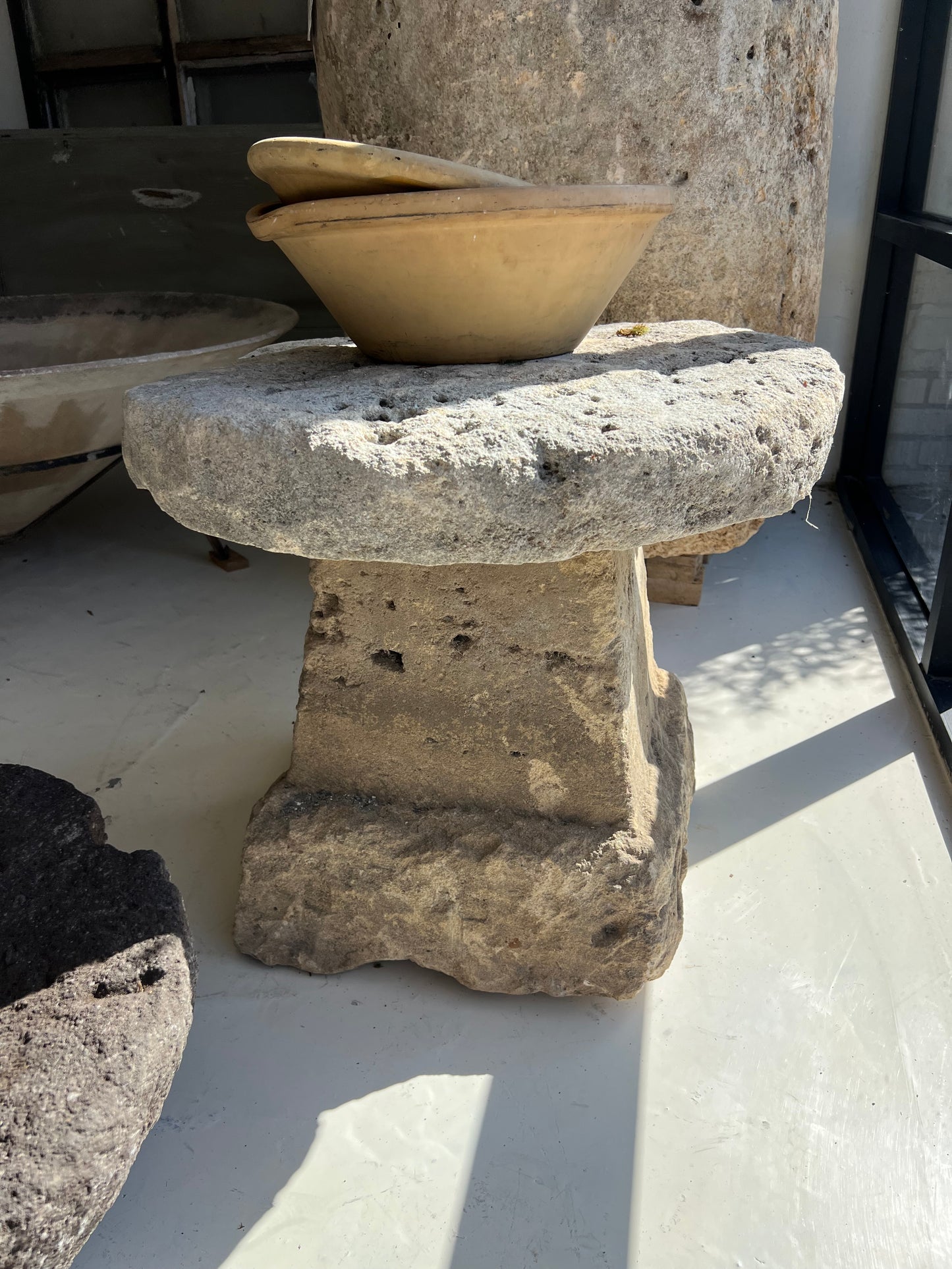 Limestone side table