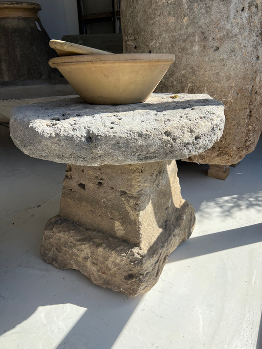 Limestone side table