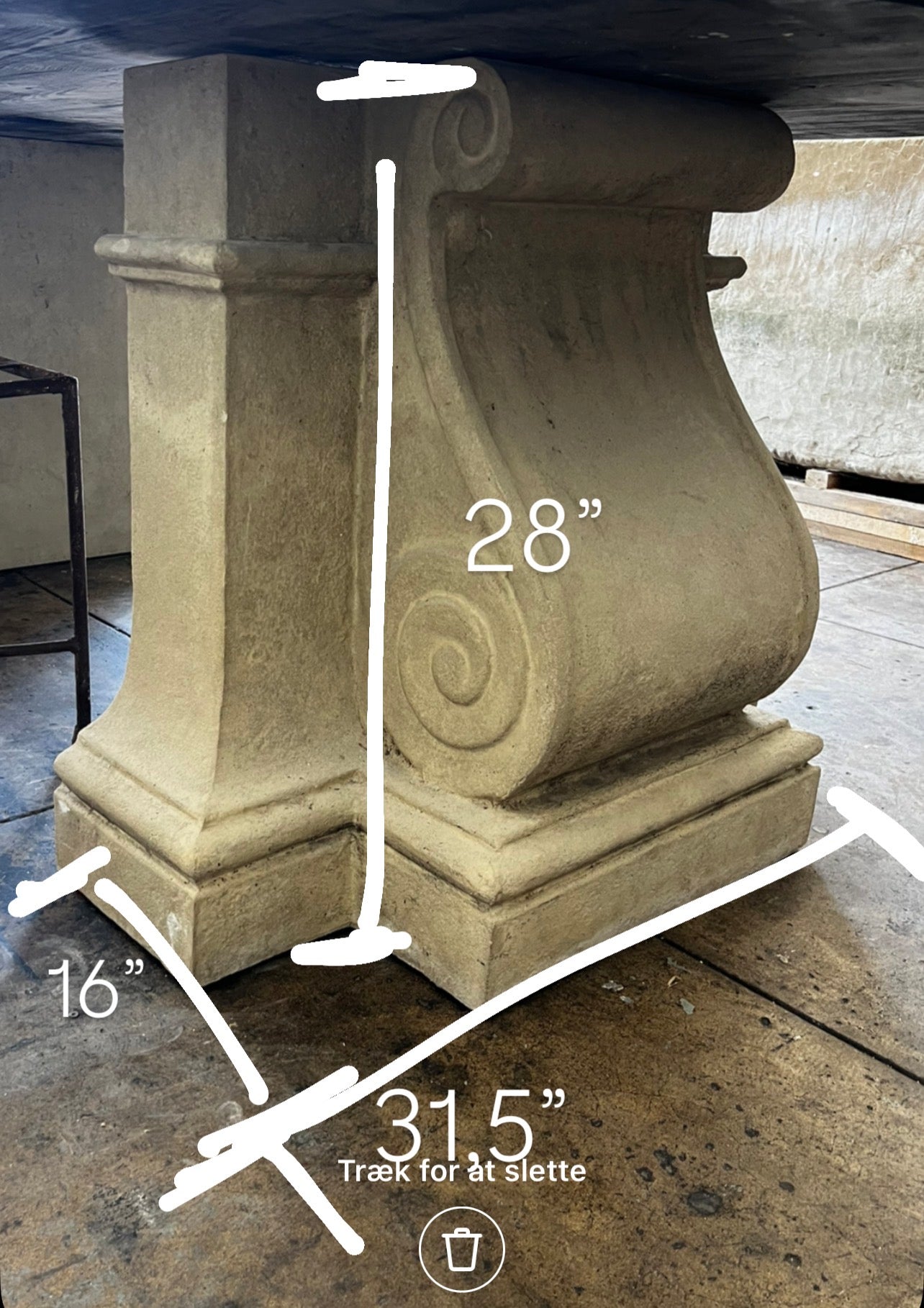 Table base, cast stone  set of 2