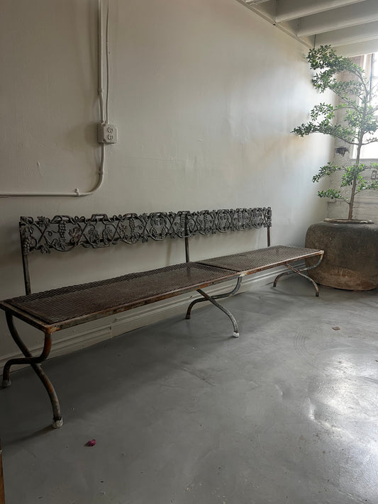 French Chateau style iron Bench with  Grapewine decorations