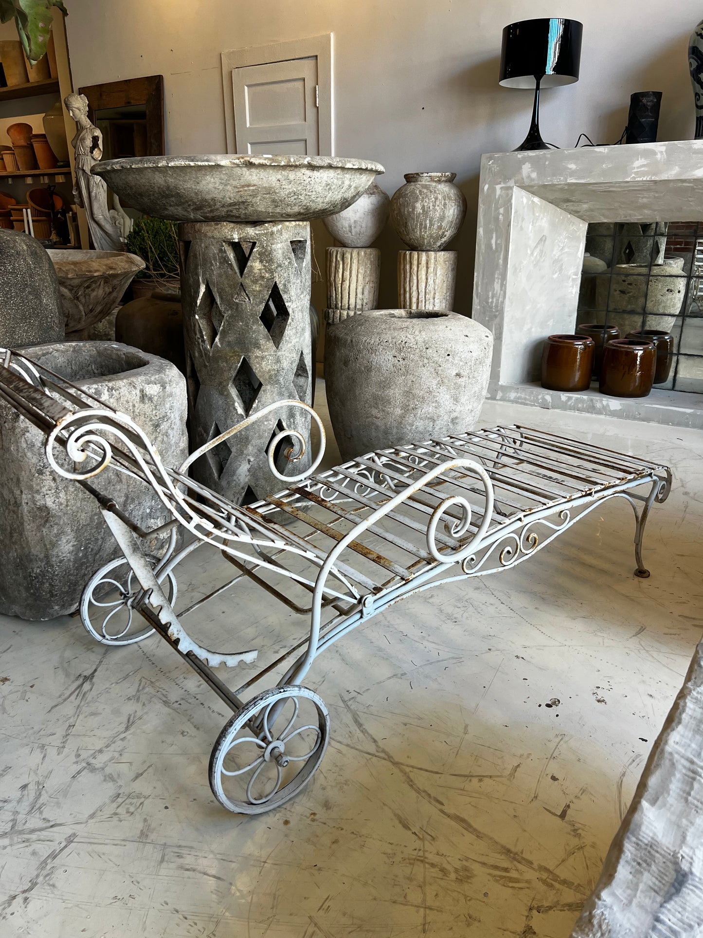 Sun-bed, antique french, iron