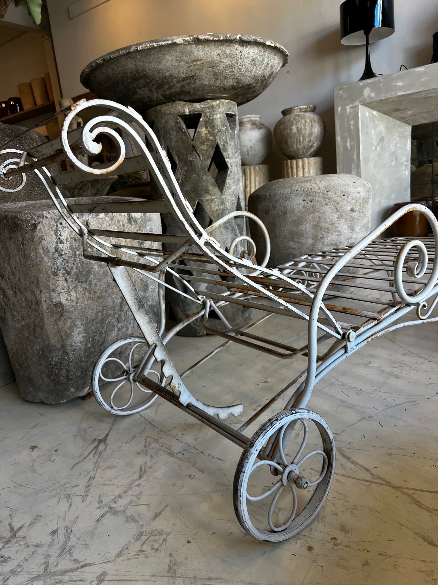 Sun-bed, antique french, iron