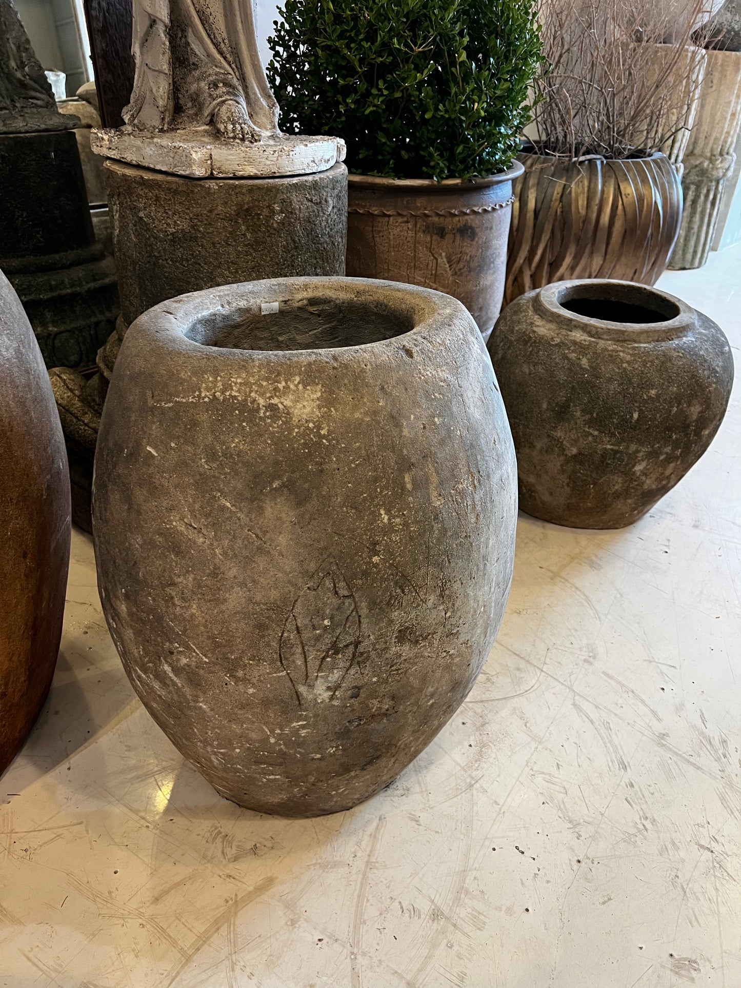 Limestone Pot, Vase shape, medium