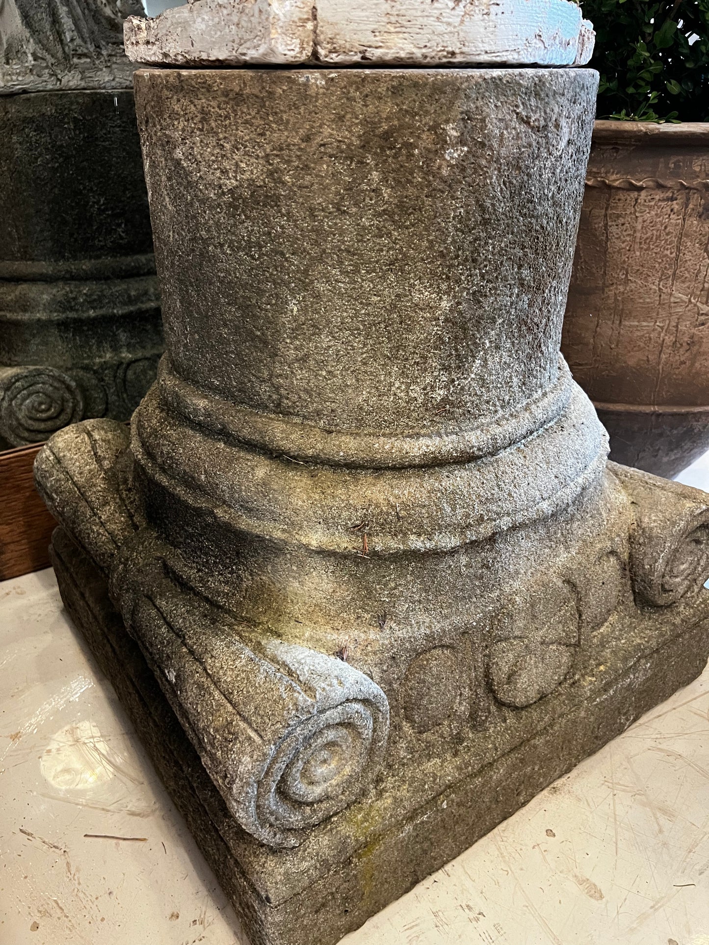 Pedestal, cast stone