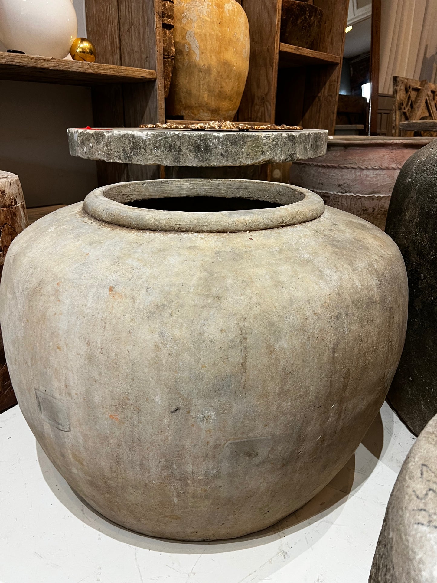 Mudari Pot, grey creme, medium