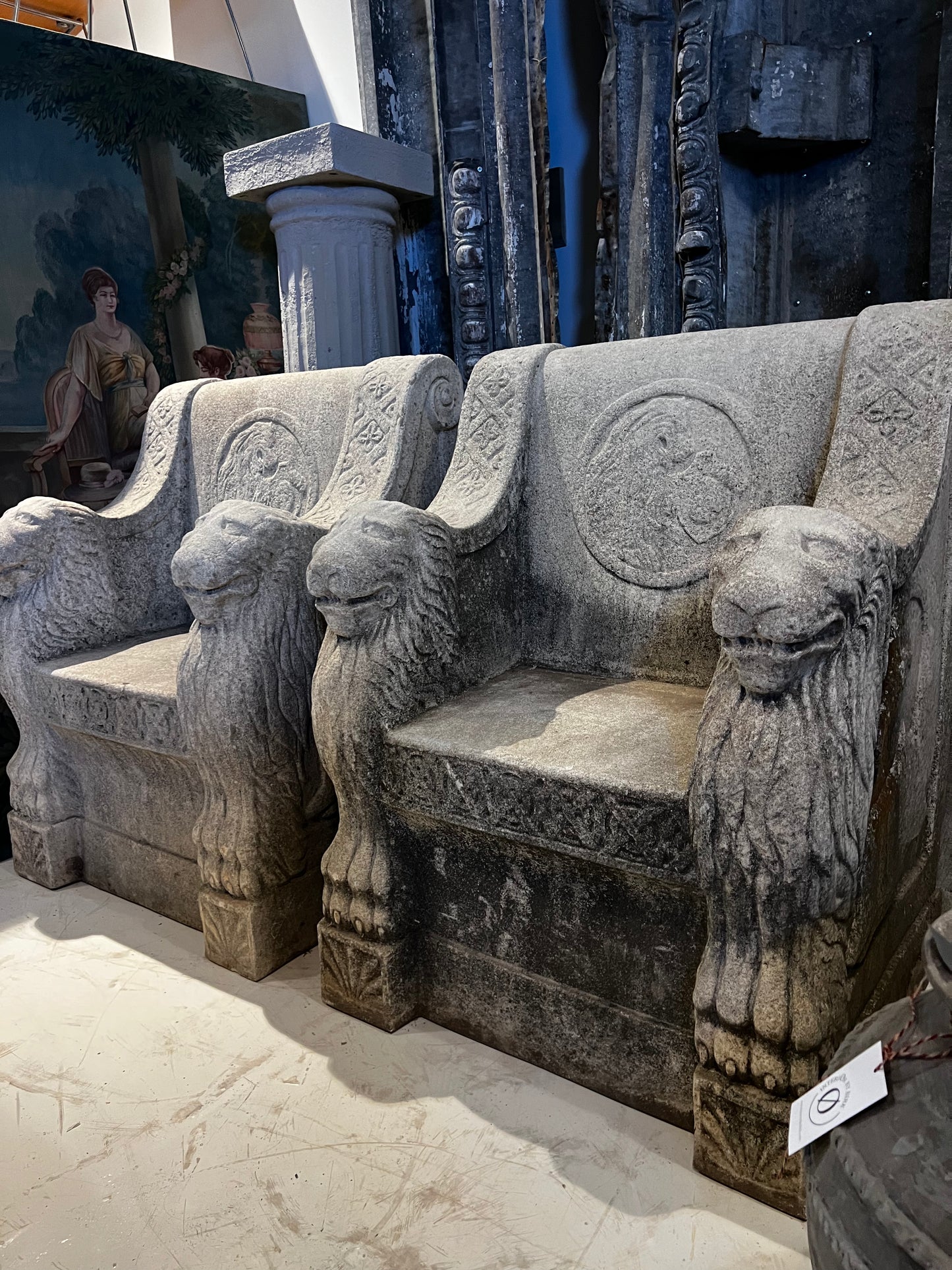 Garden Throne Chairs, cast stone
