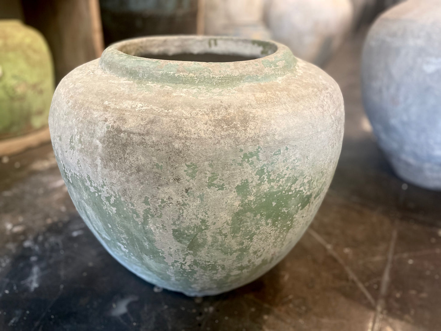 Modari Clay Pot with Green Details